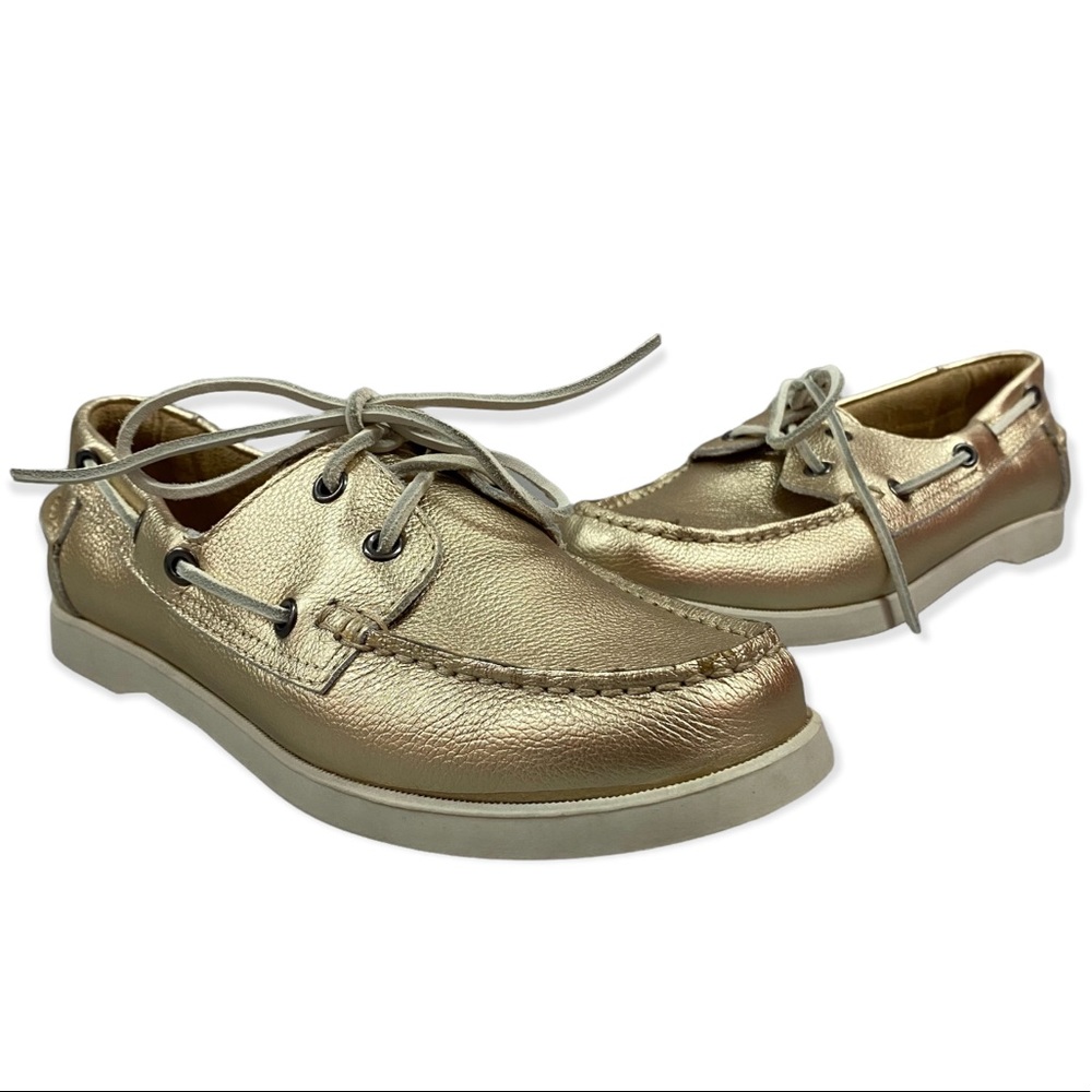White Mountain Leather Gold Boat Shoes Size 8 Gem